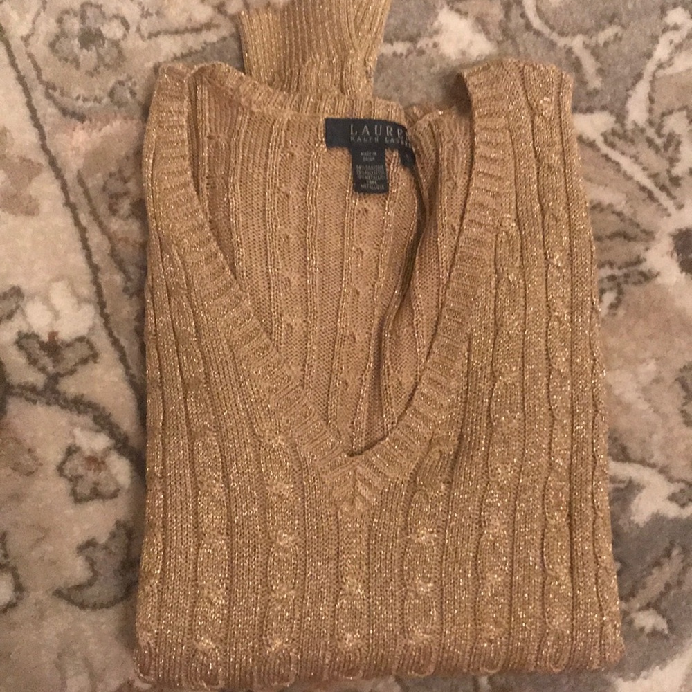 Gold glitter Ralph Lauren cable knit top